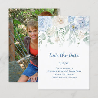 Blassblaues Foto Save the Date