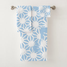 Blassblaues geometrisches Muster Badhandtuch Set