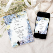 Blassblaues Hydrangea Wasserfarbe Party Quinceaner Einladung