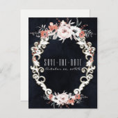 Blassblütenschwarzer Chalk Elegant Save the Date Ankündigungspostkarte (Vorne/Hinten)