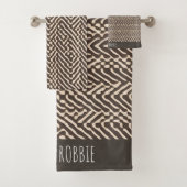 Blassbraune Stoffteppiche Geometrisches Muster Badhandtuch Set (Insitu)