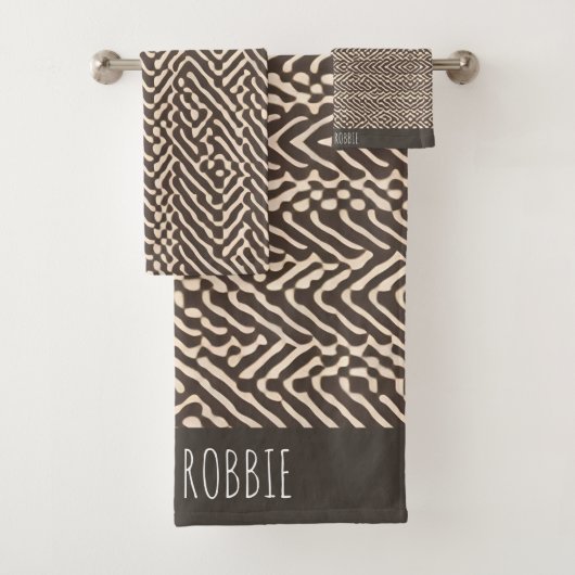 Blassbraune Stoffteppiche Geometrisches Muster Badhandtuch Set (Insitu)