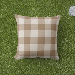 Blassbraunes Gingham-Karo Büffel-Karo Kissen