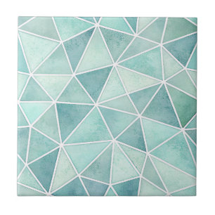 Blasse Aqua-Geometrie-Mosaik – Polygon Fliese