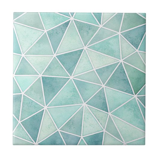 Blasse Aqua-Geometrie-Mosaik – Polygon Fliese (Vorderseite)