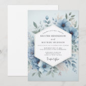 Blasse Blaue Blüten Hochzeit Einladung (Vorne/Hinten)
