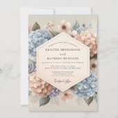 Blasse Blaue Florale Hochzeitflüstern Einladung (Vorderseite)