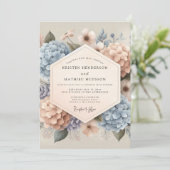 Blasse Blaue Florale Hochzeitflüstern Einladung (Stehend Vorderseite)