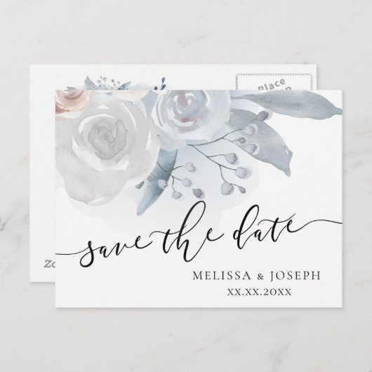 blasse Blume | SAVE THE DATE Ankündigungspostkarte (Vorne/Hinten)