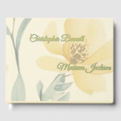 Blasse Butter Gelbe weiche blaue Blütenblume Hochz Gästebuch (Vorderseite)