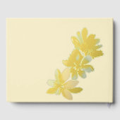 Blasse Butter Gelbe weiche blaue Blütenblume Hochz Gästebuch (Rückseite)