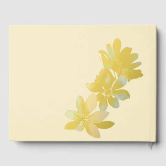 Blasse Butter Gelbe weiche blaue Blütenblume Hochz Gästebuch (Rückseite)