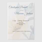 Blasse Butter Gelbe weiche blaue Blütenblume Hochz Pergament Einladungen (Vorderseite)