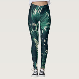 Blasse e-grün Palme-Blatt-Leggings Leggings