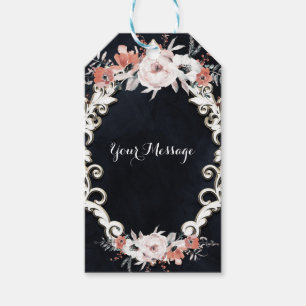 Blasse Florale Dunkle Kreide Elegante Winterhochze Geschenkanhänger