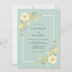 Blasse gelbe Blüten Hochzeit Einladung