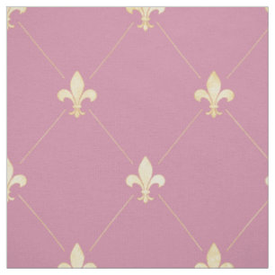 Blasse Gold Fleur-de-Lis (groß) Pink Stoff