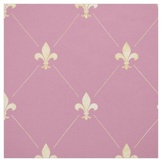 Blasse Gold Fleur-de-Lis (groß) Pink Stoff (Muster)