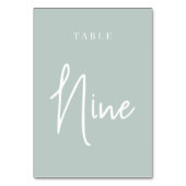 Blasse Grün Hand Skripte Tabelle NINE Tischnummer (Rückseite)