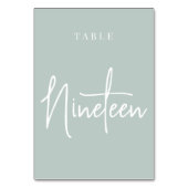 Blasse grüne Hand Skripte Tabelle NINETEEN Tischnummer (Rückseite)