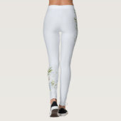 Blasse Himmelblaue Blumen Leggings (Rückseite)