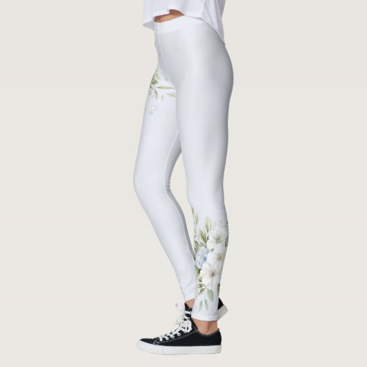 Blasse Himmelblaue Blumen Leggings (Links)