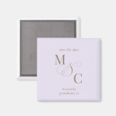 Blasse Lavendel-Monogramm-Hochzeit Bitte vormerken Magnet (Vorderseite/Rückseite)