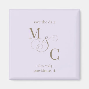 Blasse Lavendel-Monogramm-Hochzeit Bitte vormerken Magnet