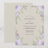 Blasse lila Blätter Hochzeit Einladung (Vorne/Hinten)