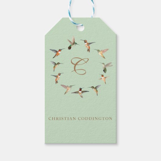 Blasse Monogram Hummingbird Geschenkanhänger (Vorderseite)