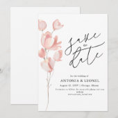 Blasse Pfirsich-Blumen-Hochzeit Save the Date (Vorne/Hinten)