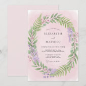 Blasse Pfirsich-Farn-Hochzeit Einladung (Vorne/Hinten)