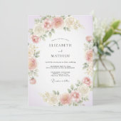 Blasse Pfirsichblüten-Hochzeit Einladung (Stehend Vorderseite)