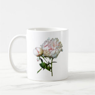 Blasse Pinke Pfingstrose und Knospe Kaffeetasse