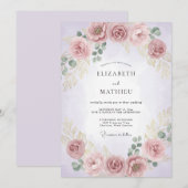 Blasse rosa Blumengesteck Hochzeit Einladung (Vorne/Hinten)