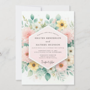 Blasse rosa Blumenwiese Hochzeit Einladung