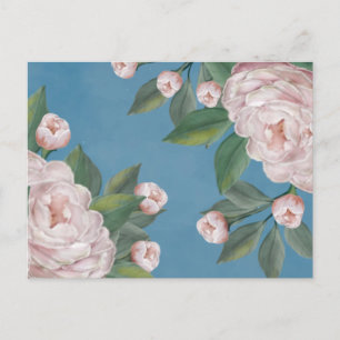 Blasse rosa Rosen mit marineblauem Hintergrund Postkarte