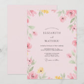 Blasse Rosa Wildblumen-Hochzeit Einladung (Vorne/Hinten)
