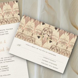Blasse Rose Art Nouveau Kolibri Hochzeit RSVP Ca Karte