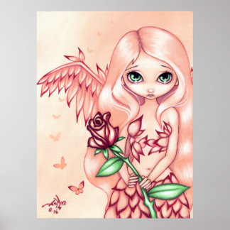 Blasse Rose ART PRINT Fantasiegel Poster