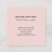 Blasse Rose Gold Floral Monogramm Quadratische Visitenkarte (Rückseite)