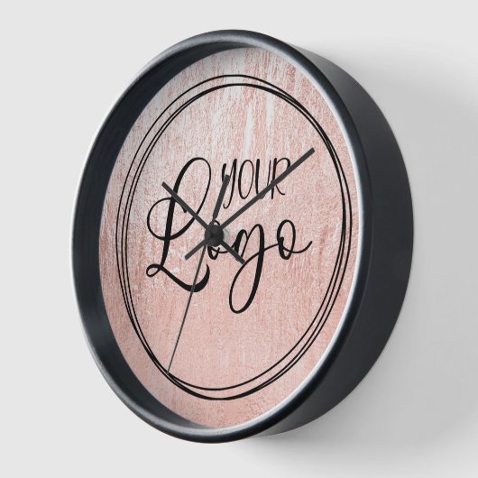 Blasse Rose Gold Glam Textur Logo Uhr (Winkel)