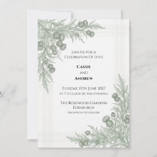 Blasse schottische Distel Botanische Hochzeitseinl Einladung