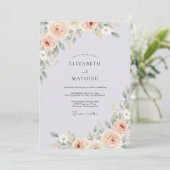 Blasse Veilchen-Ranunculus-Eukalyptus-Hochzeit Einladung (Stehend Vorderseite)