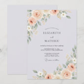Blasse Veilchen-Ranunculus-Eukalyptus-Hochzeit Einladung (Vorne/Hinten)