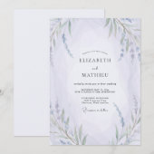 Blasse Veilchen-Wildblumen-Hochzeit Einladung (Vorne/Hinten)