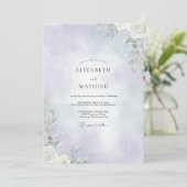Blasse Veilchenblättrige Eukalyptus-Hochzeit Einladung (Stehend Vorderseite)
