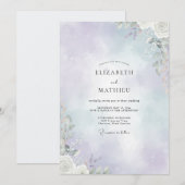 Blasse Veilchenblättrige Eukalyptus-Hochzeit Einladung (Vorne/Hinten)