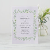 Blasse Violette Blätterhochzeit Einladung (Stehend Vorderseite)