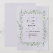 Blasse Violette Blätterhochzeit Einladung (Vorne/Hinten)